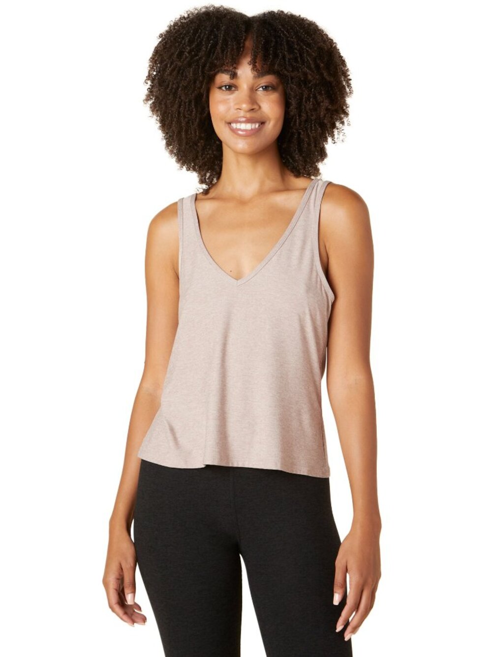Beyond Yoga Featherweight Double V Tank Top in Chai